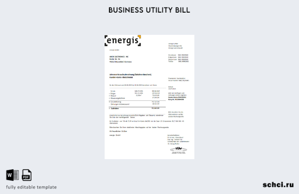 скачать цифровой шаблон счета за коммунальные услуги Германии Energis